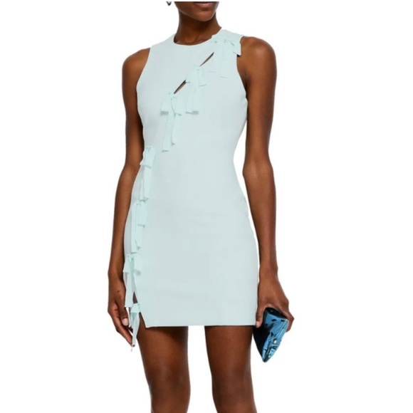 Cinq à Sept Vita Mint Blue Green Bow Front Cocktail Mini Dress Size 10 - Picture 1 of 5